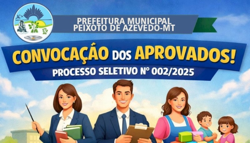 Educação Peixotense convoca aprovados em Concurso Público 002 de 2025