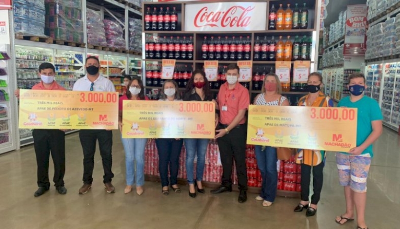 Machadão Atacadista já repassou R$ 28.500,00 para APAEs de Matupá, Peixoto e Guarantã 