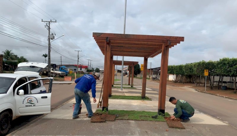 Avenida Interpeninsular passa por serviços de jardinagem ornamental
