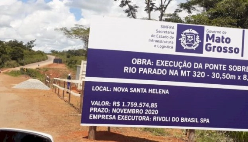 Governador atende pleito de Prefeita e empreiteira irá construir a Ponte do Rio Parado na MT-320